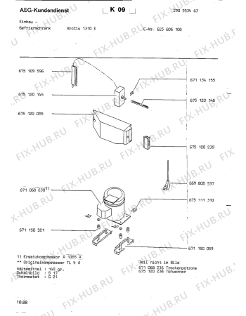 Взрыв-схема холодильника Aeg ARC1310 E - Схема узла Freezer cooling system